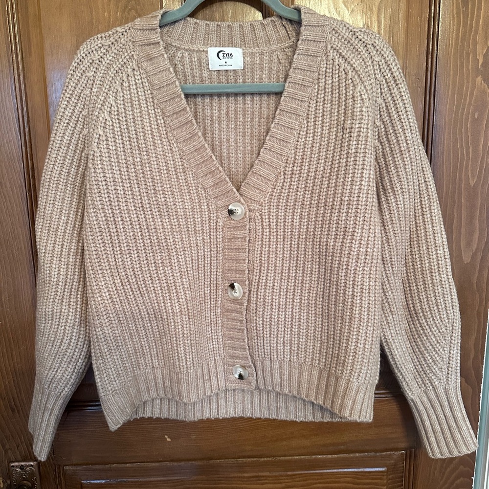ZYIA Tan Button-Up Cardigan